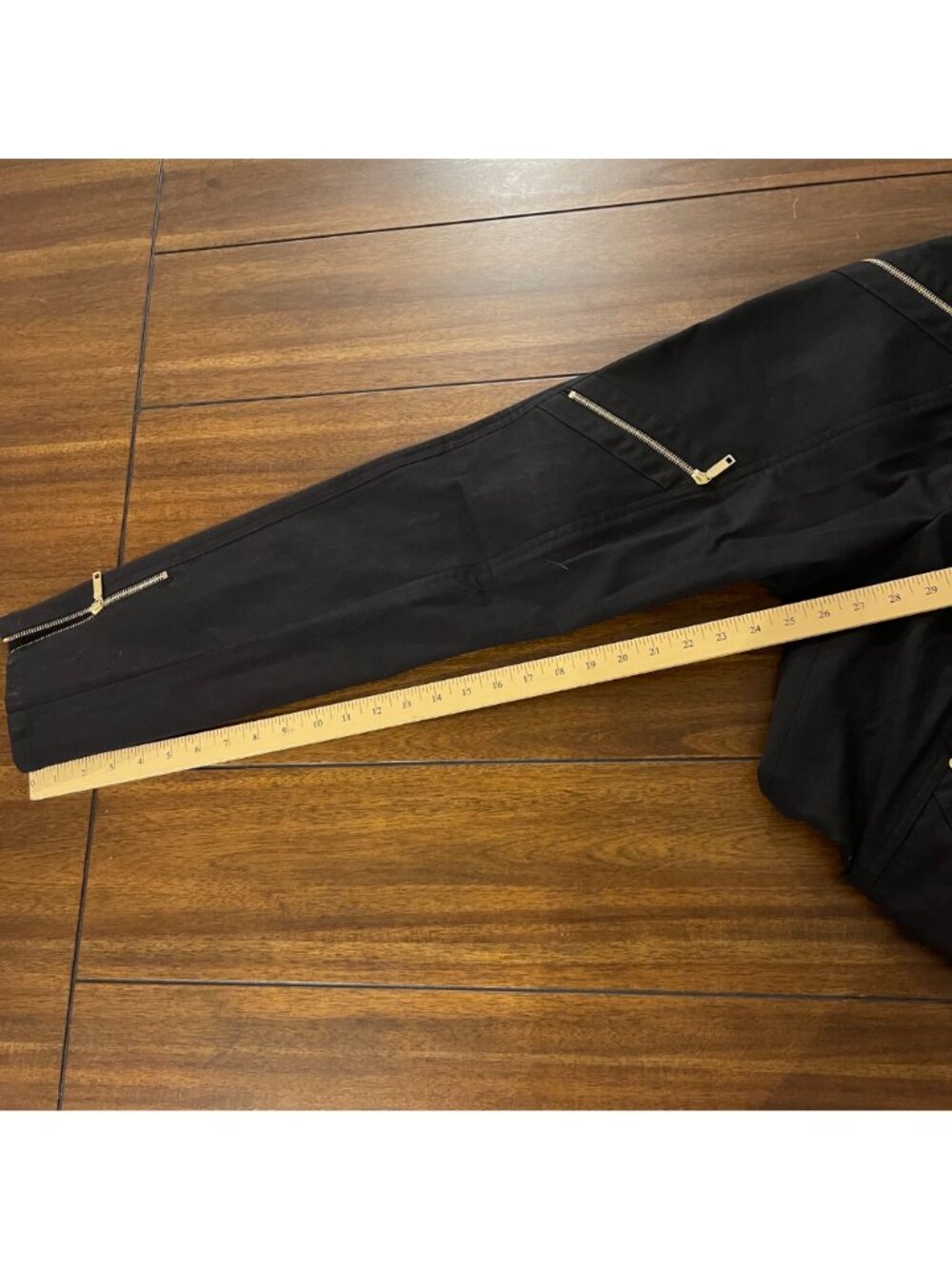 Celine Black Skinny Pants Gold Zipper Details Cotton Spandex Blend Sz 8 or FR40 - Picture 6 of 9